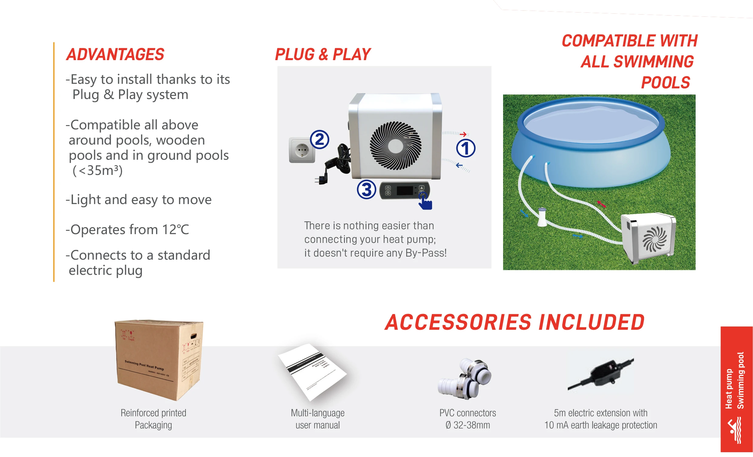 Low Noise Titaniummini R32 Pool Heat Pump 4kw Pump Water Heater