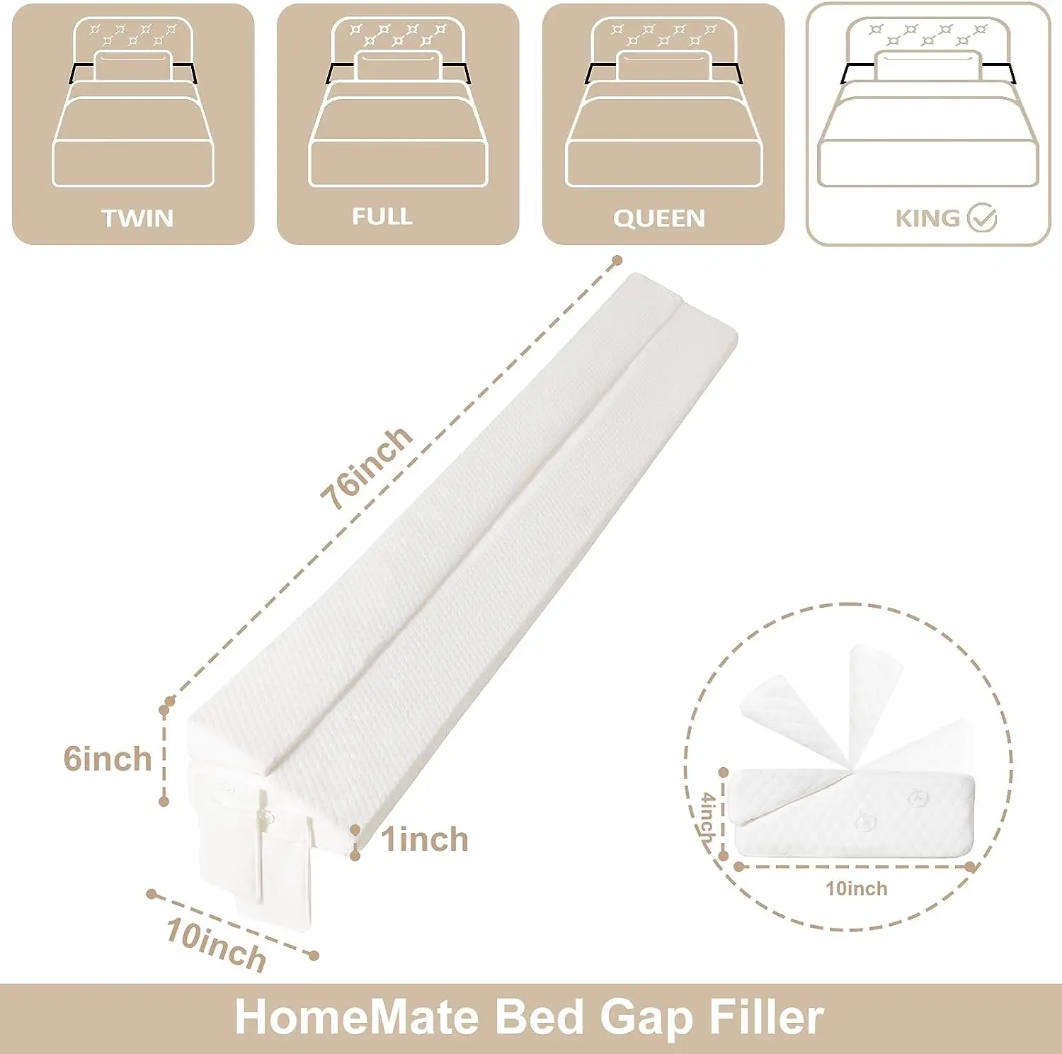 Premium Foam Foldable Bed Wedge Pillow For Headboard Upgraded Bed Gap