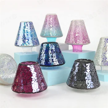 New custom candle holder luxury glass lampshade mushroom mosaic glass lamp shade