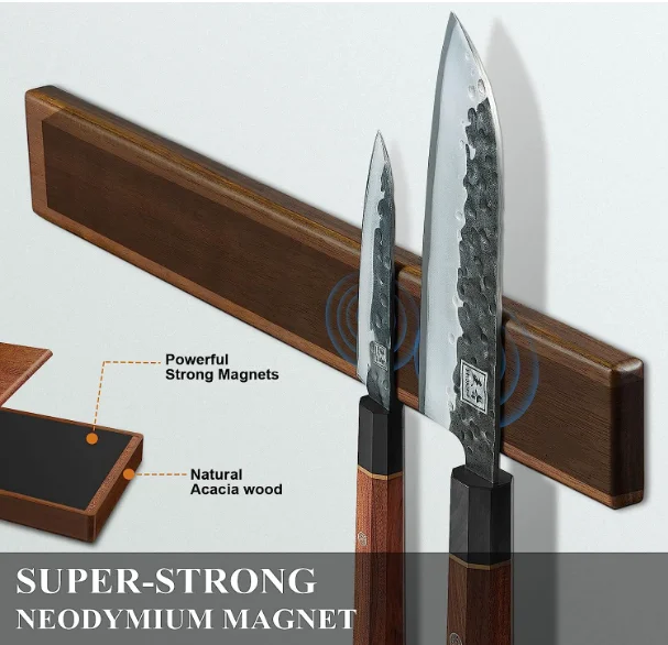 Acacia Wood Knife Holder Block Display Rack Double Side