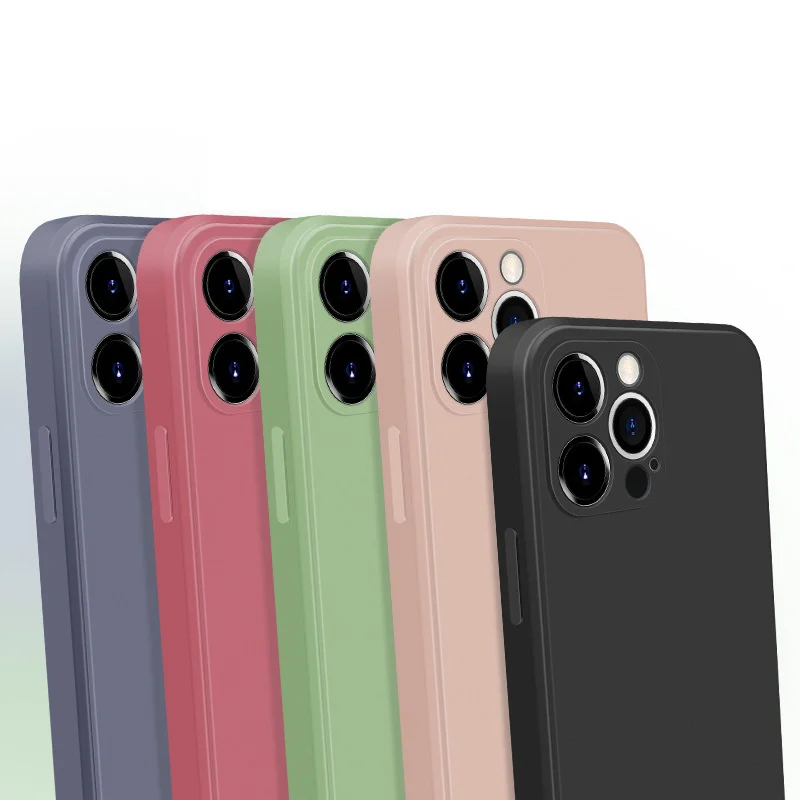 Luxury Original Square Liquid Silicone Phone Case For iPhone 12 Mini 11 Pro MAX XS X XR 7 8 Plus SE 2020 Soft Shockproof Cover