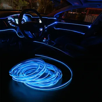 PUERXIN 5M EL Car Styling Cold Light Ambience Lamp Line Car Lights Neon Car LED RGB Neon Interior Atmosphere Light Strip