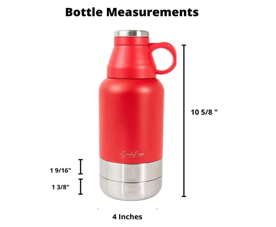 32oz 64oz Dog Water Bottle Bowl Feeder 3 In 1 Custom Double Wall Stainless Steel Food Detachable