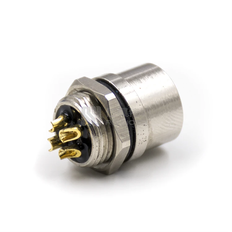 4 Pin Connector M12 S Code Female Straight Solder Type Panel Mount