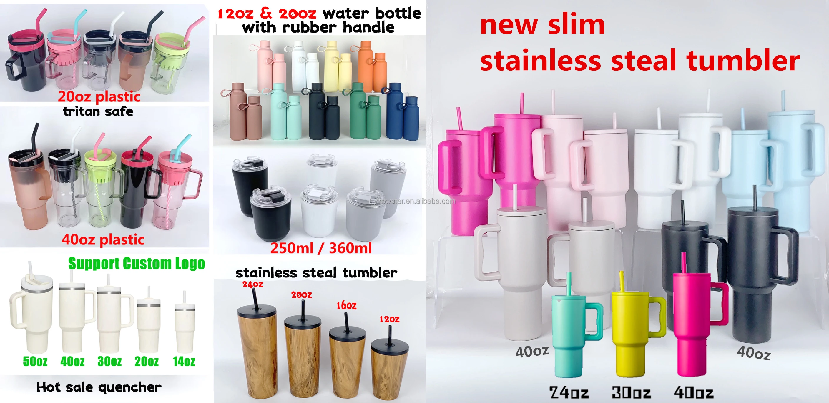 40oz Tumbler With Folding Straw Reusable Stainless Steel Water Bottle ...