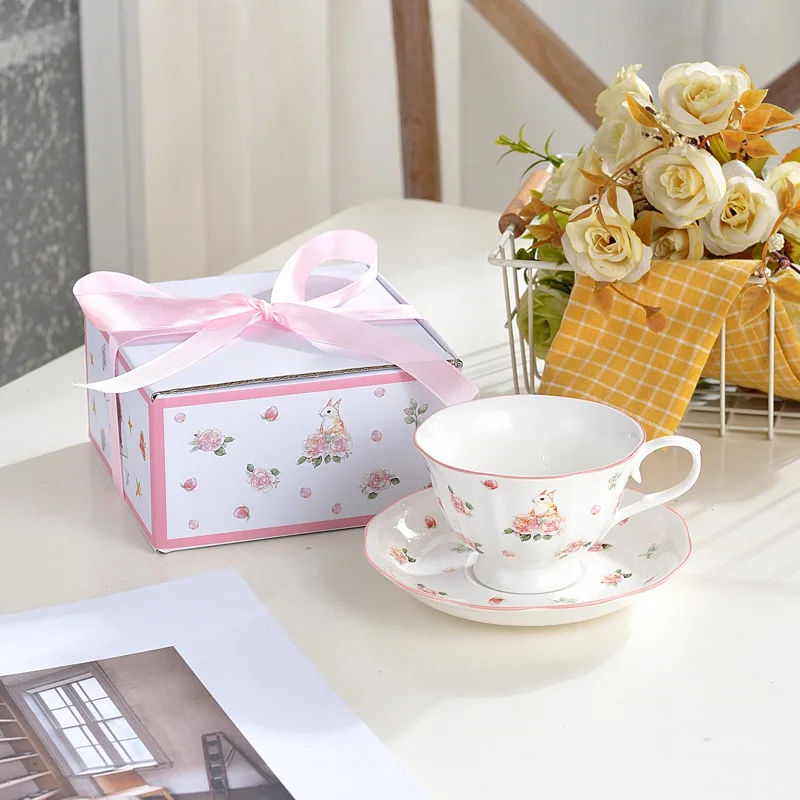 product alice rabbit ceramic coffee cup and saucer set high quality afternoon tea gift birthday souvenir cartoon design-10