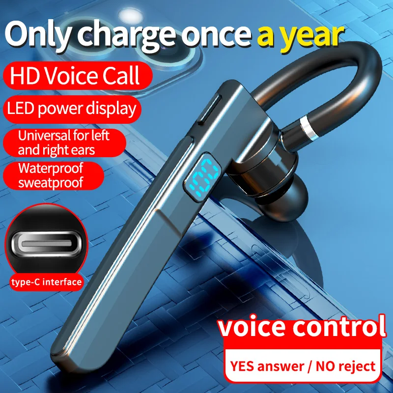 Наушники с драйвером громкой связи, Светодиодный дисплей питания, универсальные для левых и правых ушей X6, деловые наушники с одним ухом, беспроводная гарнитура