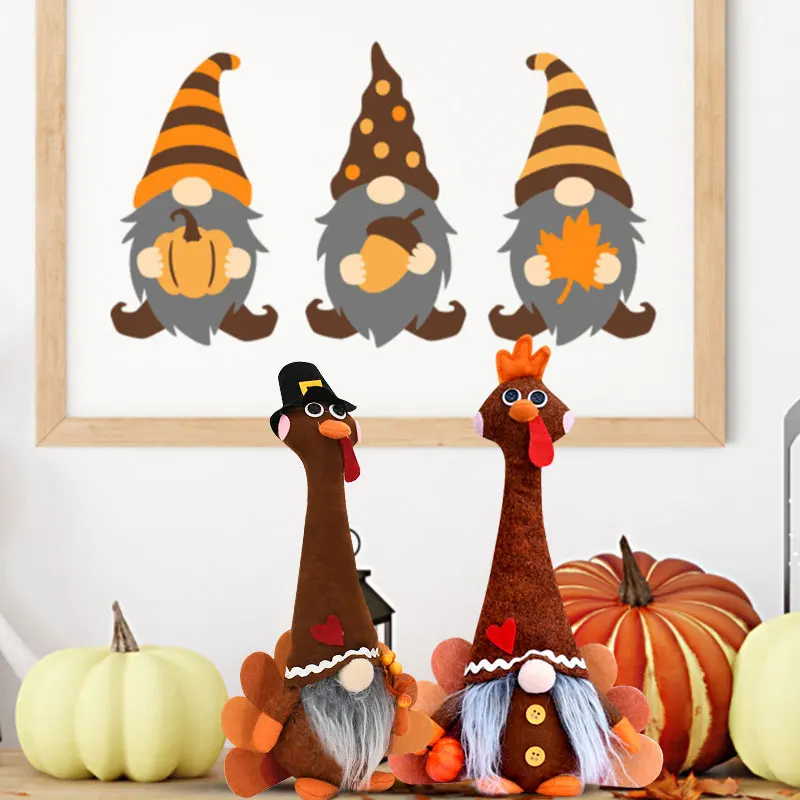 Thanksgiving Party Supplies Home Decor Plush Cute Handmade Thanksgiving Turkey Gnomes