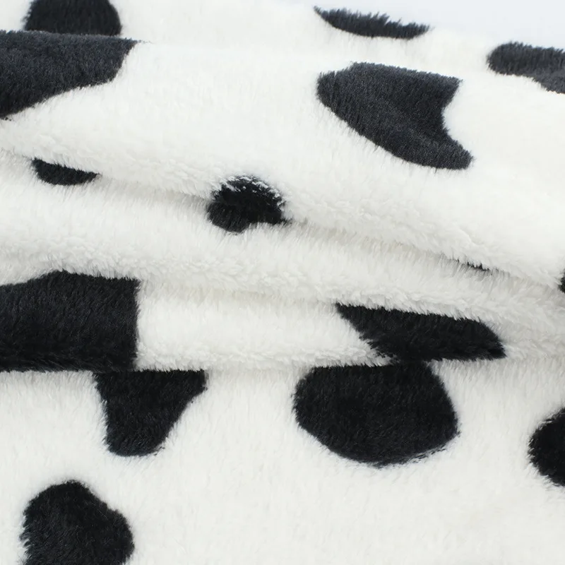 Hot selling cow print flannel fabric  coral fleece fabric double fleece fabric for winter