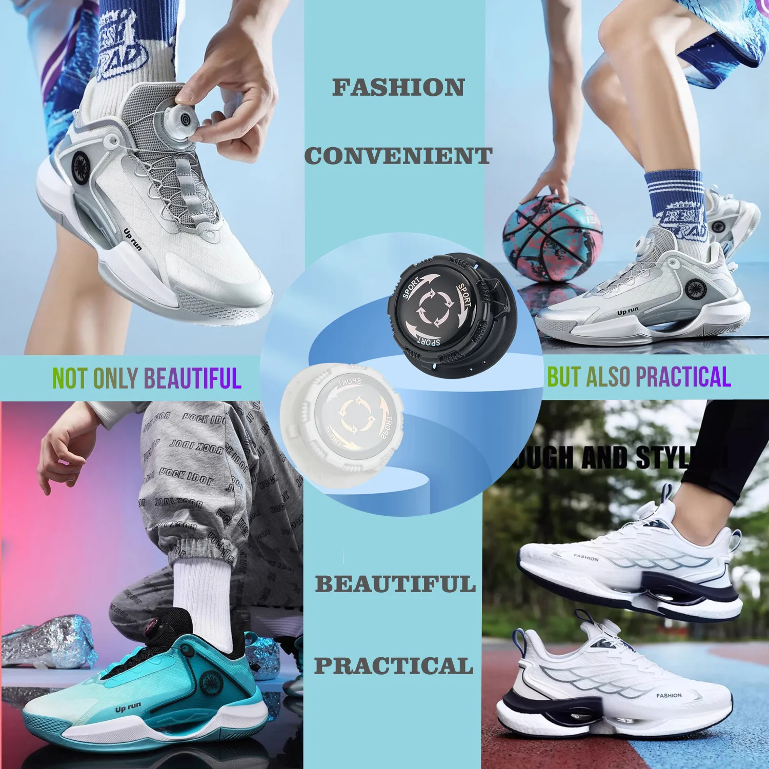 Olian Auto Elastic No Tie Shoe Laces with Rotating Automatic Fastener Convenient Tieless Shoe Laces for Adults Sneaker