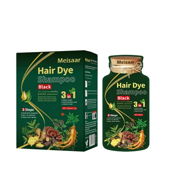 64Boxes/CTN Hair Factory Price Herbal Fast Black Hair Color Shampoo Black Color Cream Black Coloured Hair Dye Shampoo OEM ODMOBM