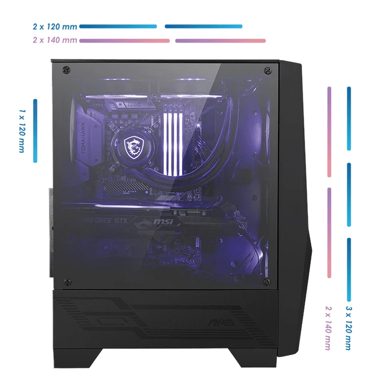 MSI MAG FORGE 100R Mid-Tower Computer Case Supports ATX Motherboard With RGB Lighting Chassis PC Desktop Gaming Case