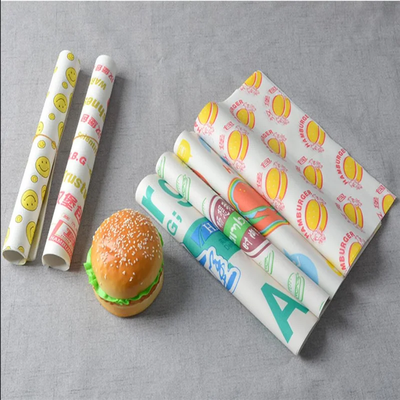 200pcs Soap Wrapping Paper Burger Fries Food Wrappers Basket