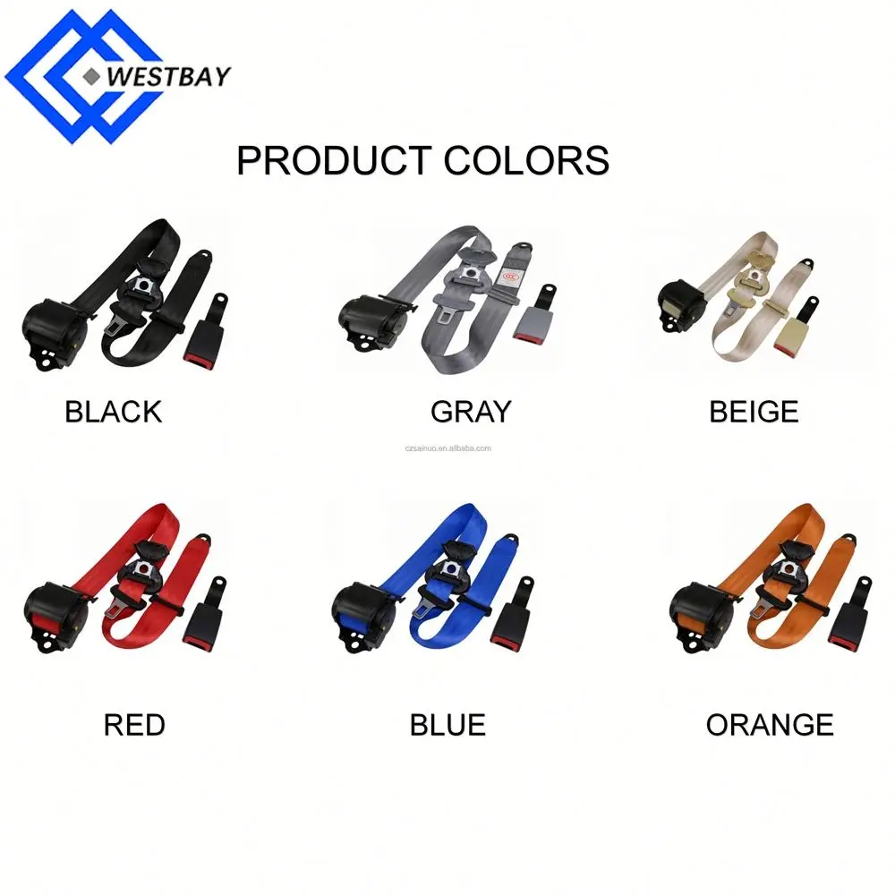 Genuine Universal Safety Belt Red Webbing Car Seat Belt New Design Retractable Seat Belt