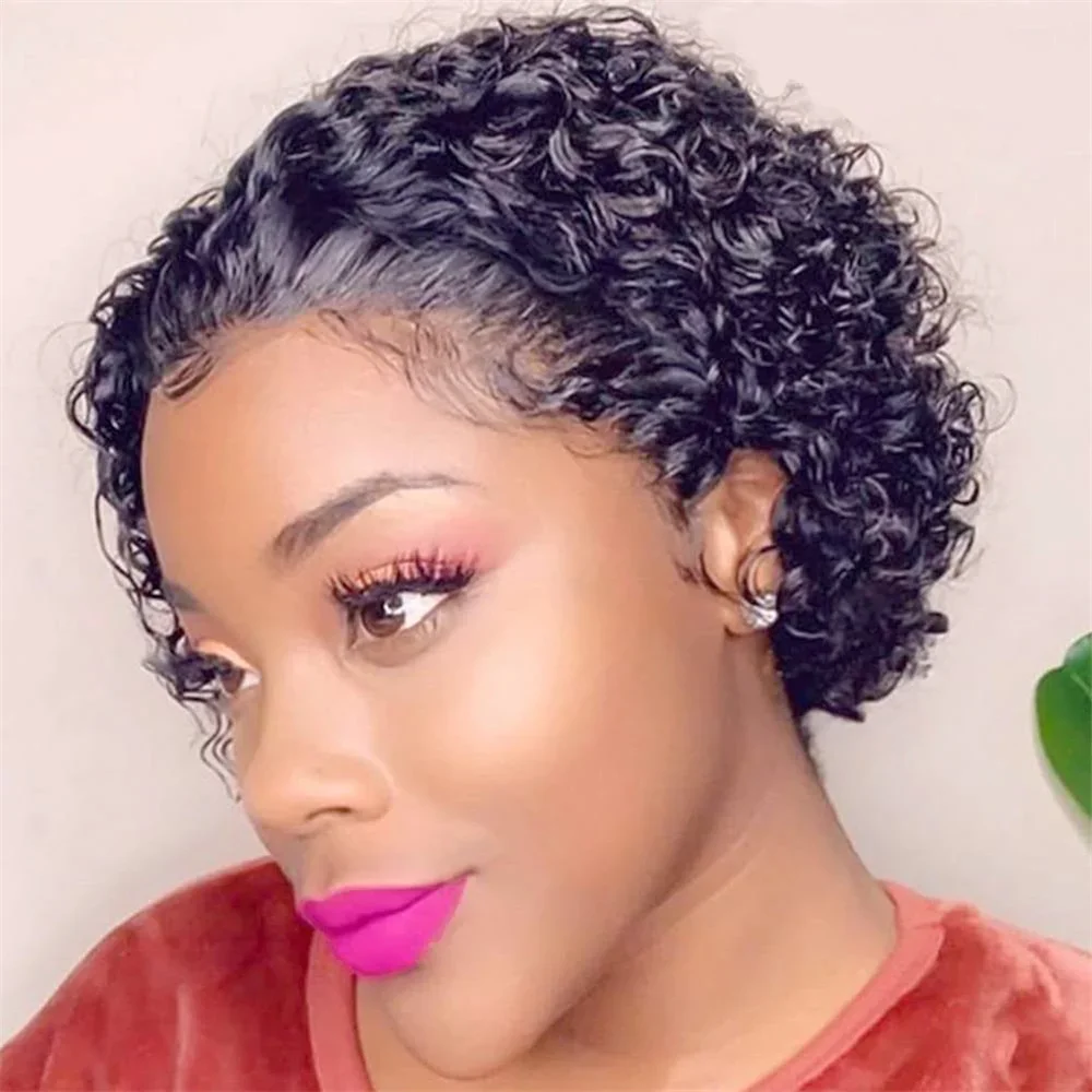 Perucă scurtă, creță, tunsoare Pixie, 99J, peruci de păr uman colorate, perucă braziliană, peruci Bob cu dantelă frontală HD pentru femei, vânzare_voghion.com