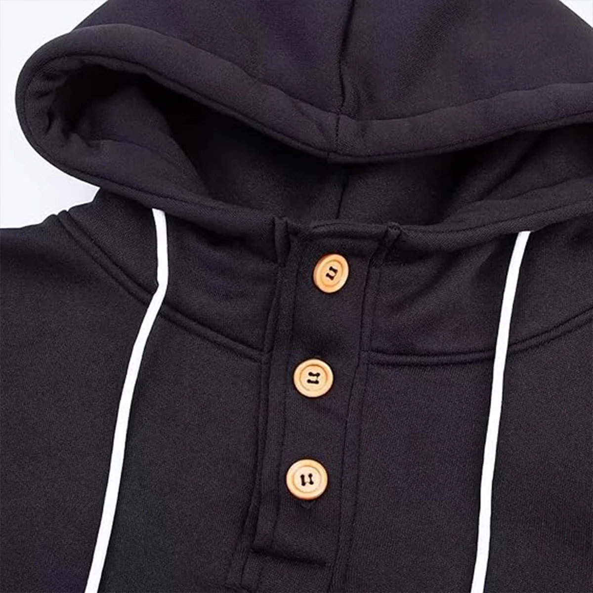 JL1219D High Quality Light Wool Viscose Pullover Hoodie Kangaroo Pocket Men Snap Button Sweatshirt With Hood