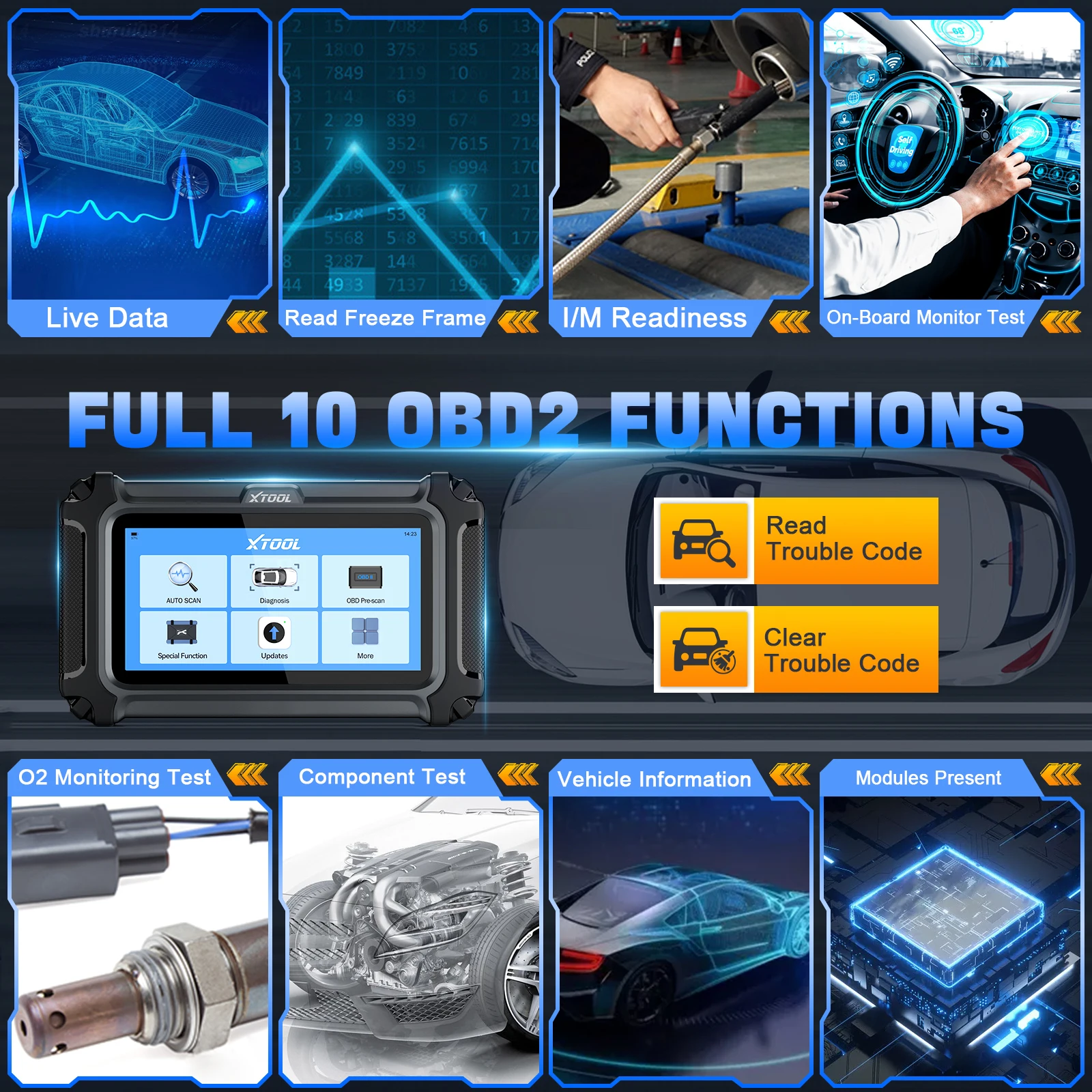  D5 Car Diagnostic Tool OBD2 Scanner PCM/TCM/ABS/SRS/EPB 5 Systems OBD2 Code Reader 9 Reset CAN FD FCA Engine Test Scanner