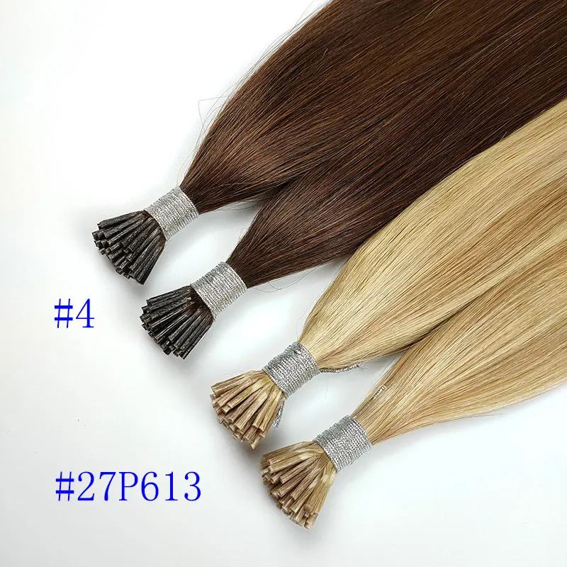 Piano Color Real Human Natural Hair Extensions Raw Mixed Ash Blonde I Tip hair Remy Stick Hair supplier