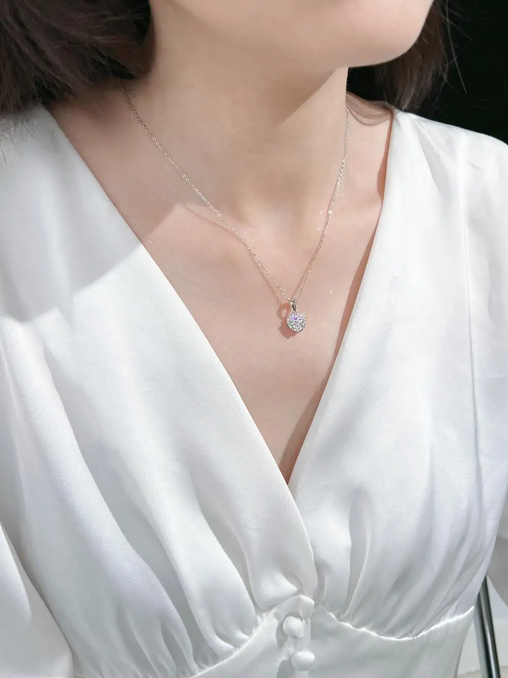 KAKODIY Heart Shape Pendant 925 Sterling Silver Women's Necklace Engagement Wedding Necklace Jewelry detail 1