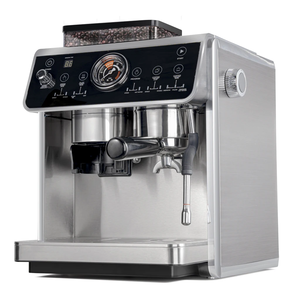 Costway 20 Bar Espresso Coffee Maker 2 Cup /w Built-in Steamer Frother and  Bean Grinder