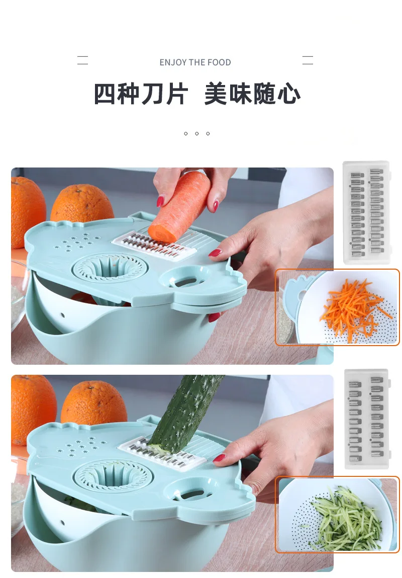 Kitchen Multi Functional Shredder Wet Fruits Drain Basket Blade Cutter  Manual 9 in 1 Slicer Vegetable Grate - China Manual 9 in 1 Slicer Fruits  Grater and Magic Grater price