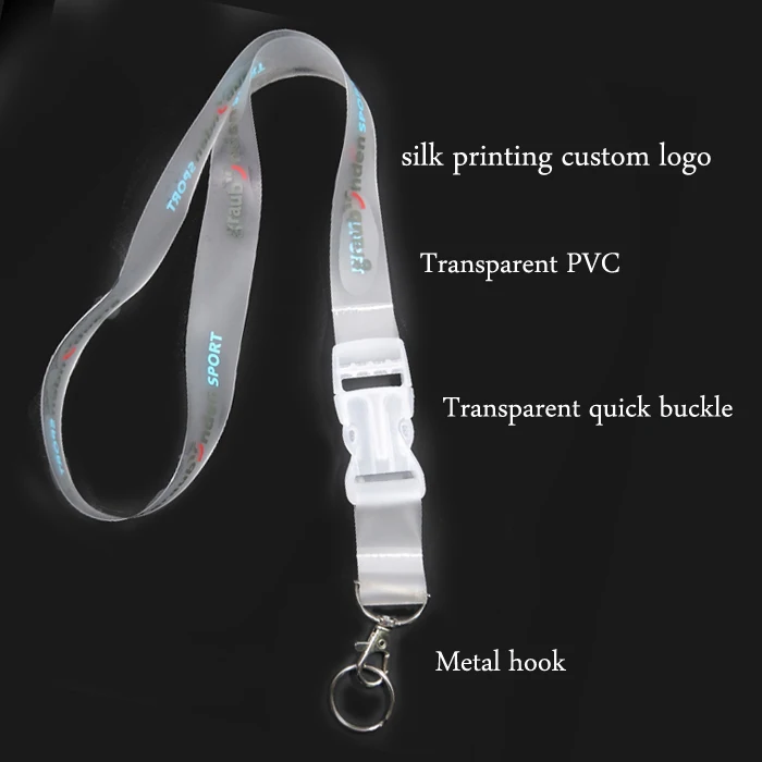 Custom Logo Printed Transparent TPU Lanyard New Design Neck Strap Mobile Phone Holder Silk Screen Printing Manufacture Direct