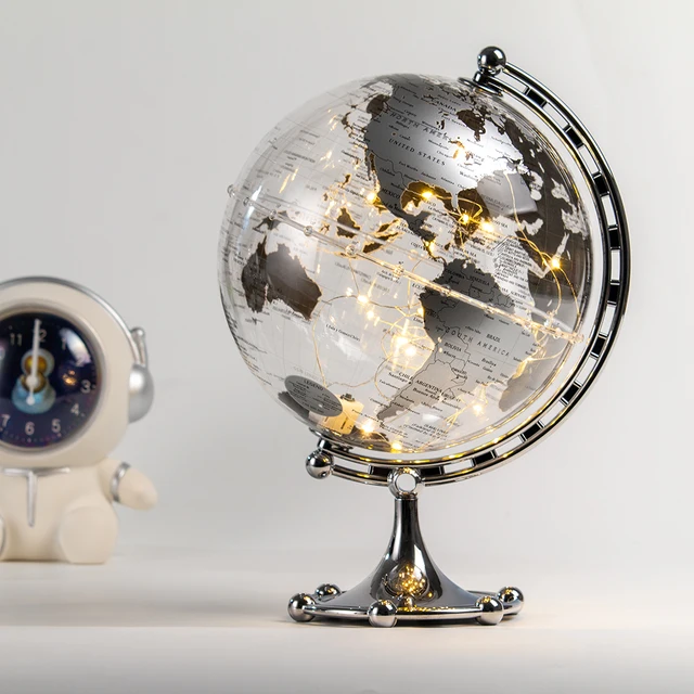 Wellfun Hot Sale World Globe Desktop Decor Metal Globe For Education Earth Globe