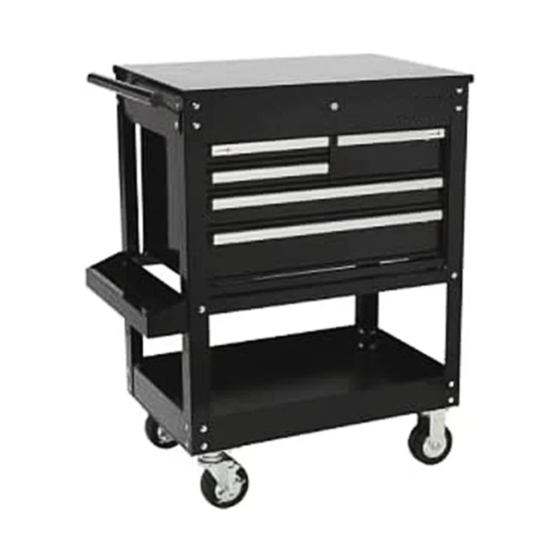 Gtypro Tool Cart Black 5 Shelf Steel Service Utility Cart 5 Level Heavy ...