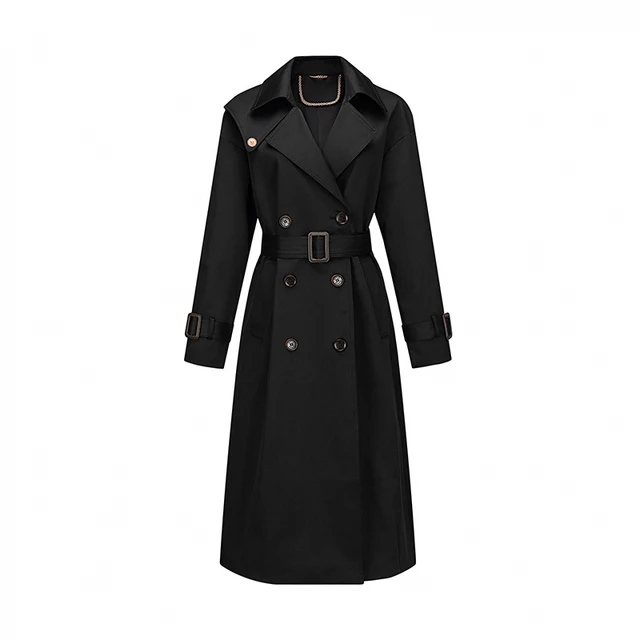 Factory Directly Supply Custom Jackets Classic Long Windproof Belt Trench Coat Women Long Trench Coat