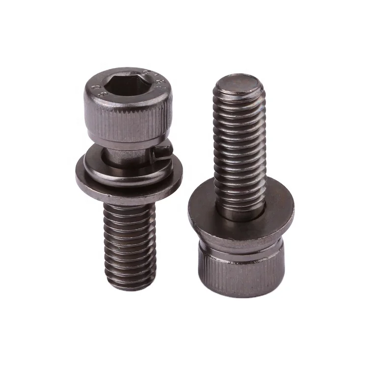 Factory price M2-M10 grade 4.8 8.8 10.9 12.9 carbon steel black nickel allen head socket sems screw DIN912