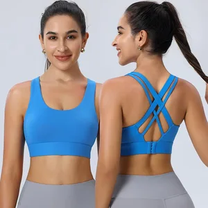 Factory Ladies' Yoga Tops, Cross Suspenders to Beautify the Back and High Elastic Sports Tops, Fitness Running Sports Bra.