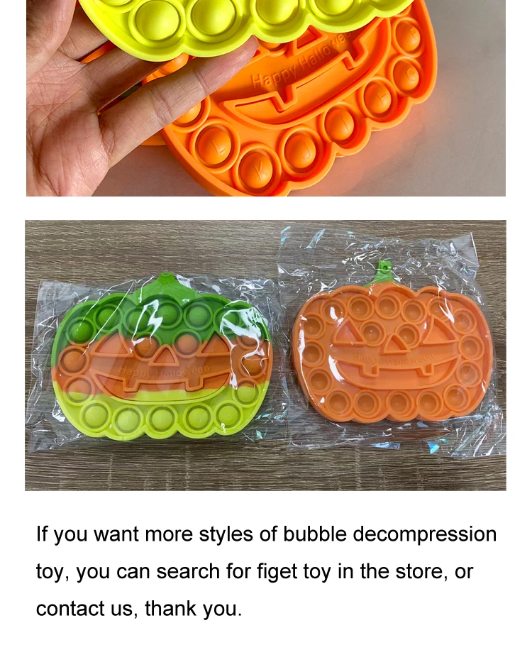 New Pumpkin Push Bubble Poppet Fidget Toy For Kids Halloween Gift Anti Sensory Stress Toy