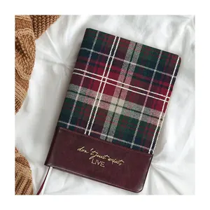 New Arrival Plaid Notebook A6 A5 B5 A4 Pu Leather Journal Tartan Custom Printing Diary Planner Notebooks for Christmas Present