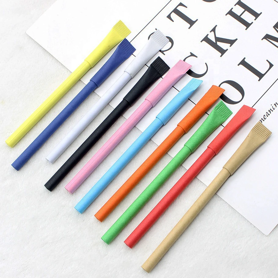 Лидер продаж рекламная шариковая ручка из переработанной бумаги Экологически чистая в бумажной