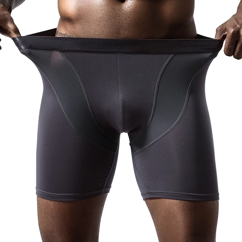 PLUS SIZE Ice Mesh Boxer Briefs for Men Sport Running Plus Long Anti-wear Leg Modal Boxers Long Legs