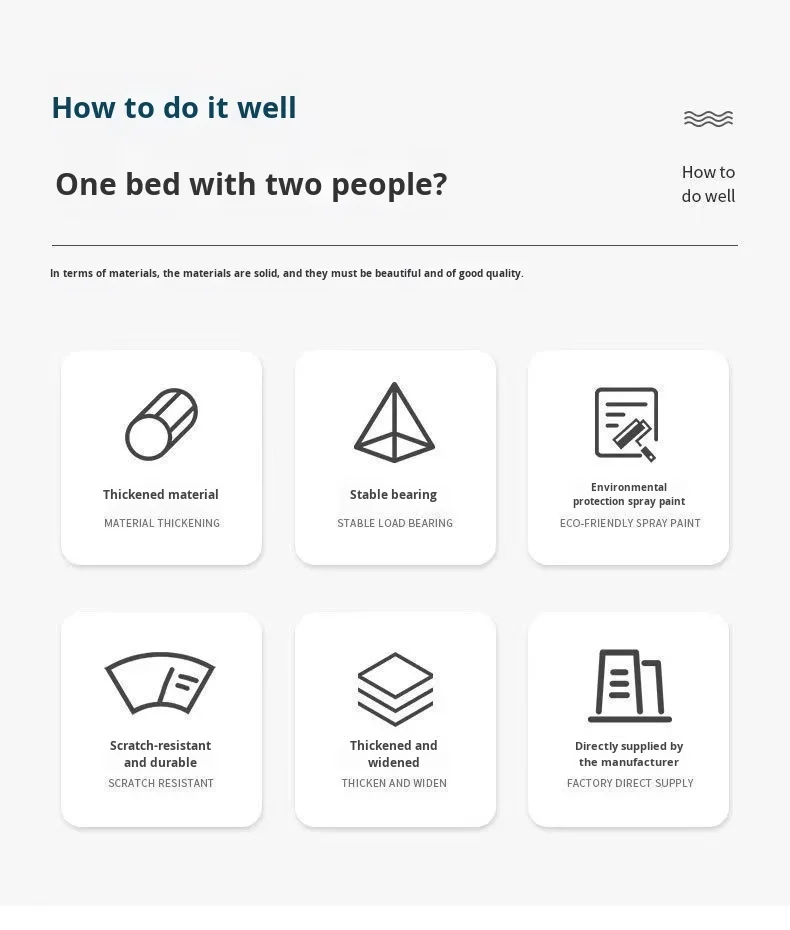 product modern double layer iron art bed employee dormitory bunk bed with double frame metal material-5