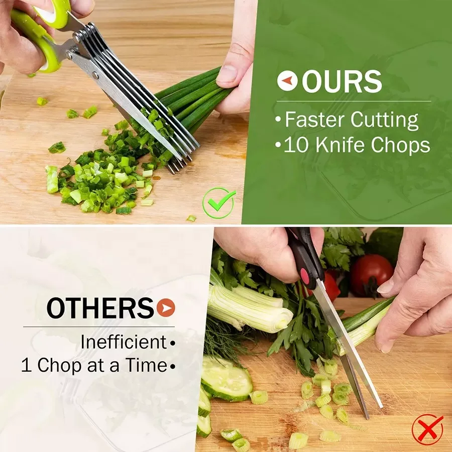 Hot Selling Stainless Steel Kitchen Scissors 5 Blades Herb Scissors Kitchen Shears