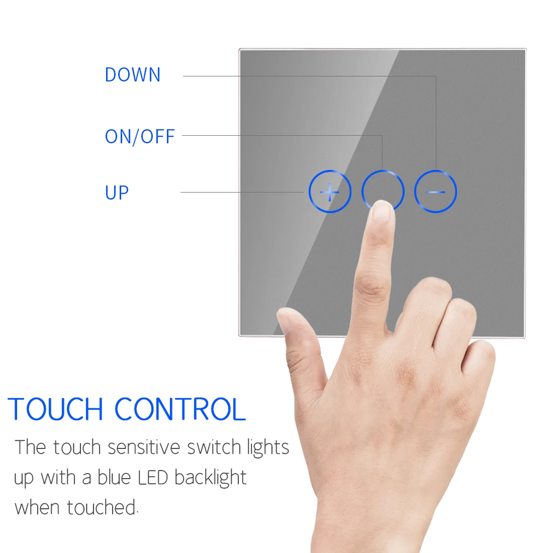 Bingoelec Zigbee 1Gang Tuya Google Alexa Smart Wall  Touch  Glass Touch Panel Dimmer Light  Switch for Led