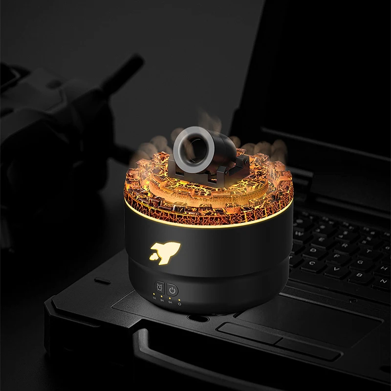 Innovative Products 2025 Cannon 3D Flame lava Jellyfish Aroma Essential Oil Diffuser 7 Colorful Led Flame Humidifier Diffuser