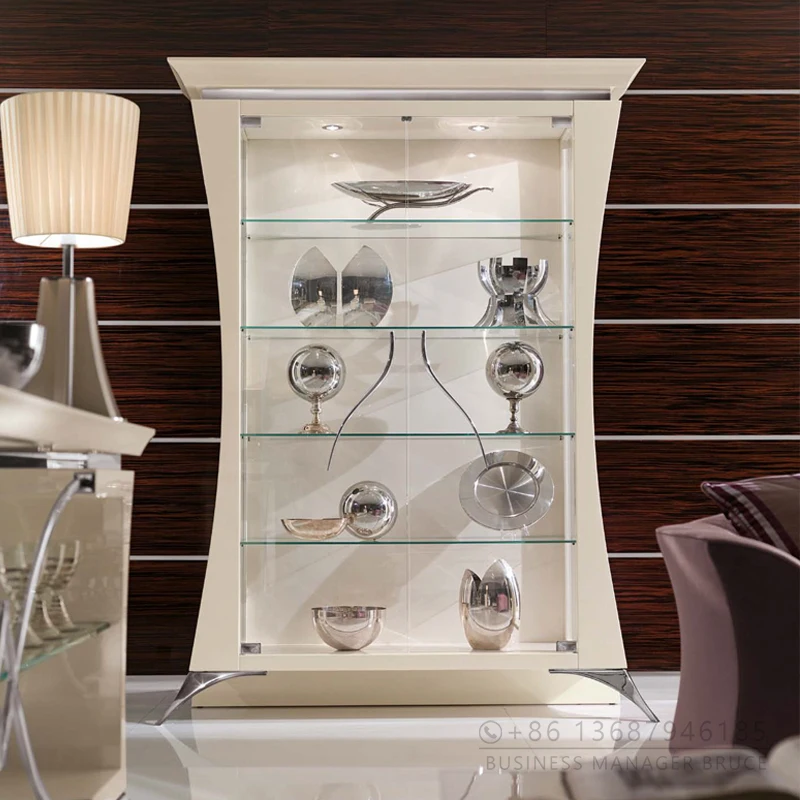 Classical showcase with Four Doors Luxury Style Wine Glass Display Cabinet