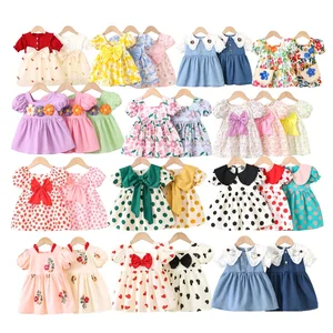 OEM ODM Wholesale Kids Bubble Sleeves Pattern Rural Style Children's Clothing Girls Dresses