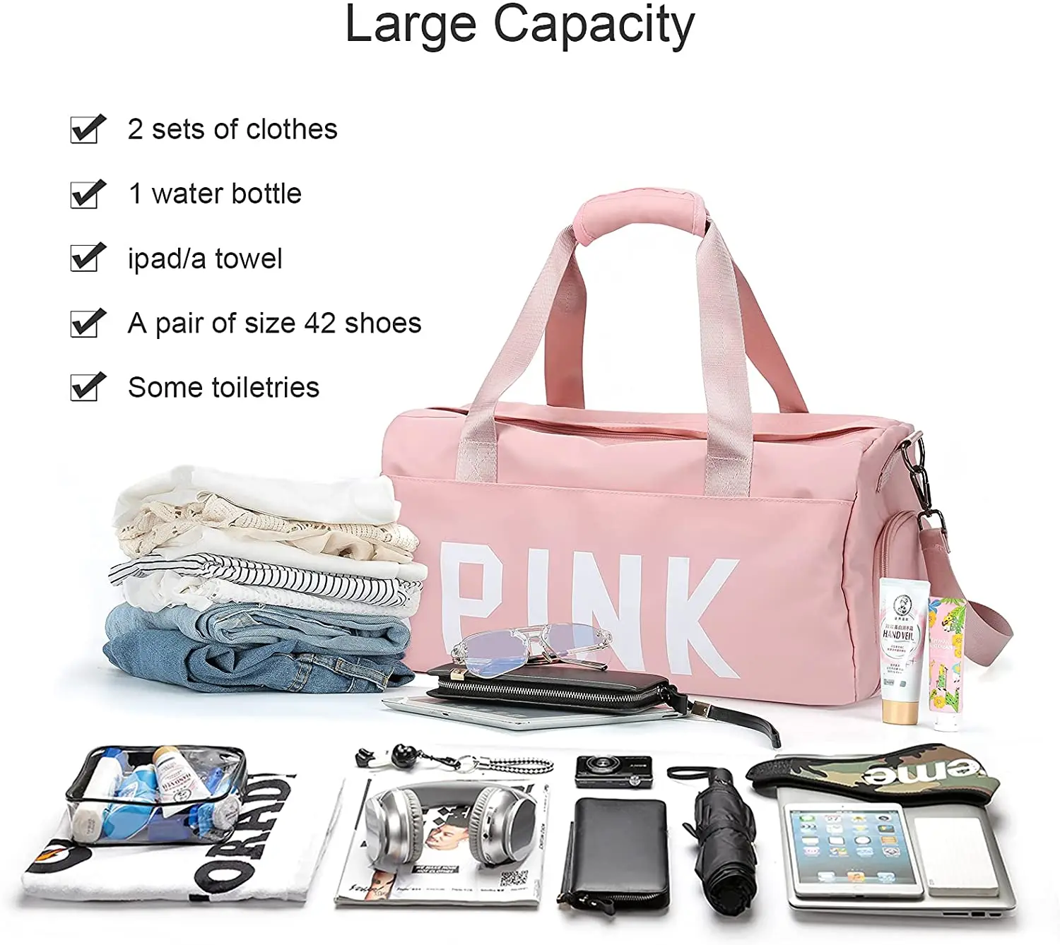 Source Custom Dance Small Spend The Night Weekend Water smell proof Gym  Sports Private Label Sequin Hot Pink Travel Duffle Bag Women on  m.