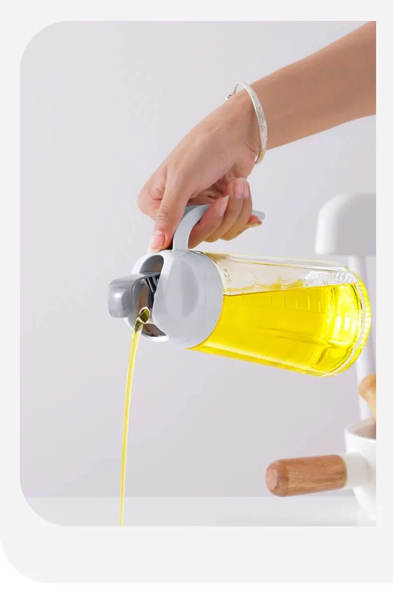 Olive Oil Dispenser Bottle Leakproof Glass Oil Container With Non-Slip  Handle Automatic Cap And Stopper Oil Dispenser Bottle For Kitchen 630ML