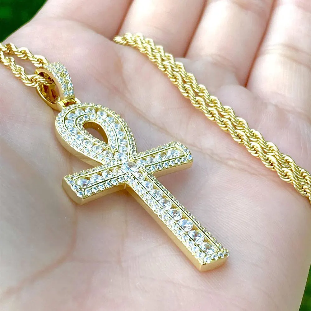 Hot Sales 10k Solid Gold Pendant With Real Diamonds Hip Hop Gold Jewelry Cross Design