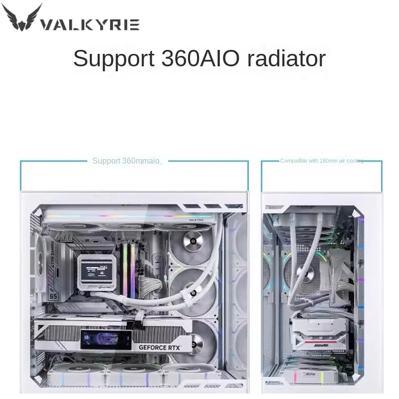 Valkyrie VK03 White Aluminum Mid Tower Gaming PC Case with 360