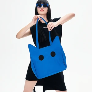 NOXXON Cute Cat Shaped Zipper Tote Bag Newest Design Trendy Eco Friendly Shopping Bag Custom Nylon Tote Bag for College Student