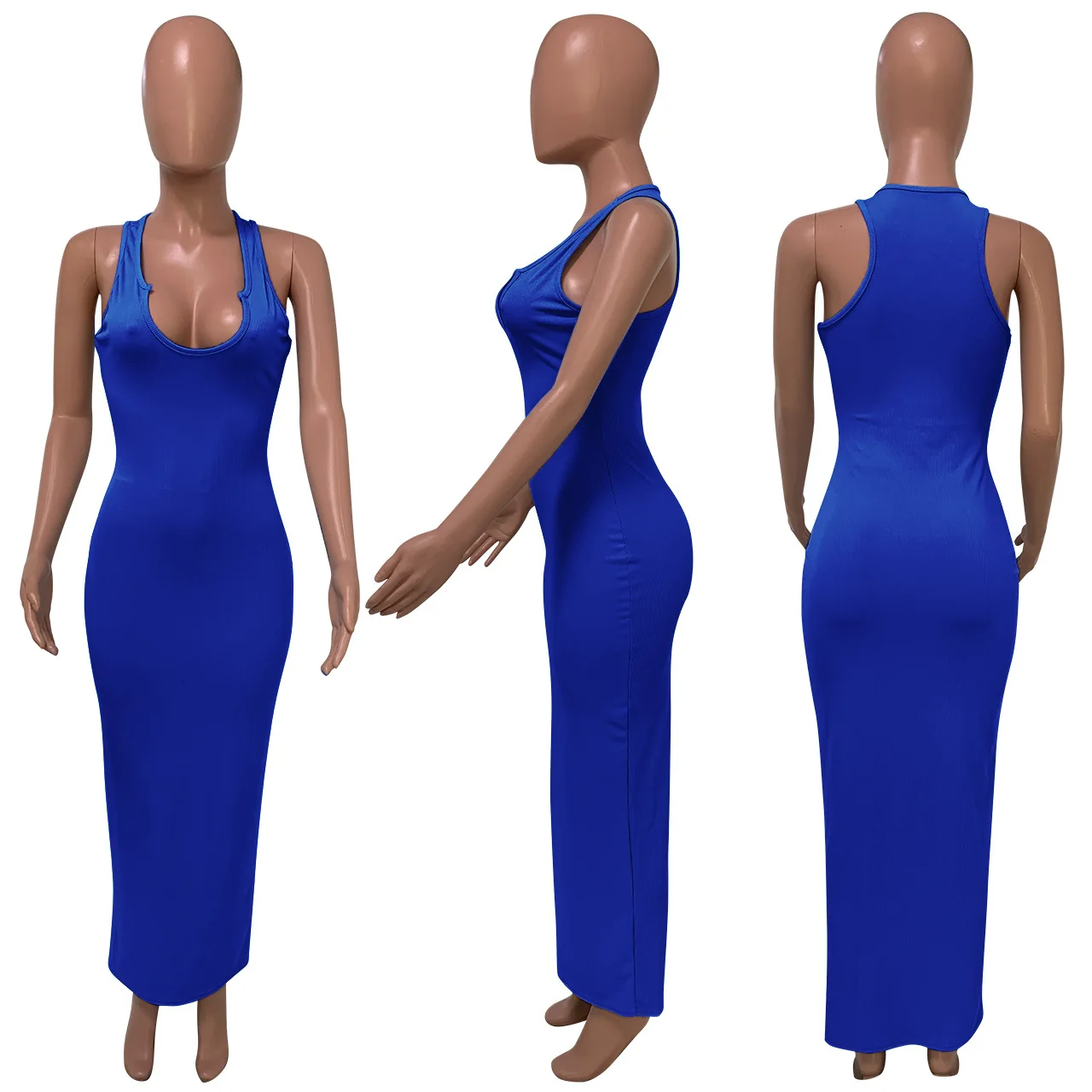 2023 Solid Color Plus Size Summer Long Sundresses Dresses Women Casual ...