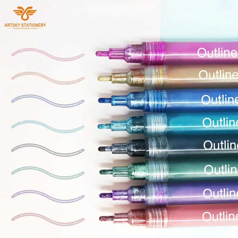 Multifunctional Glare Color Edge Outline Acrylic Marker Pen Art Drawing Color Outline marker