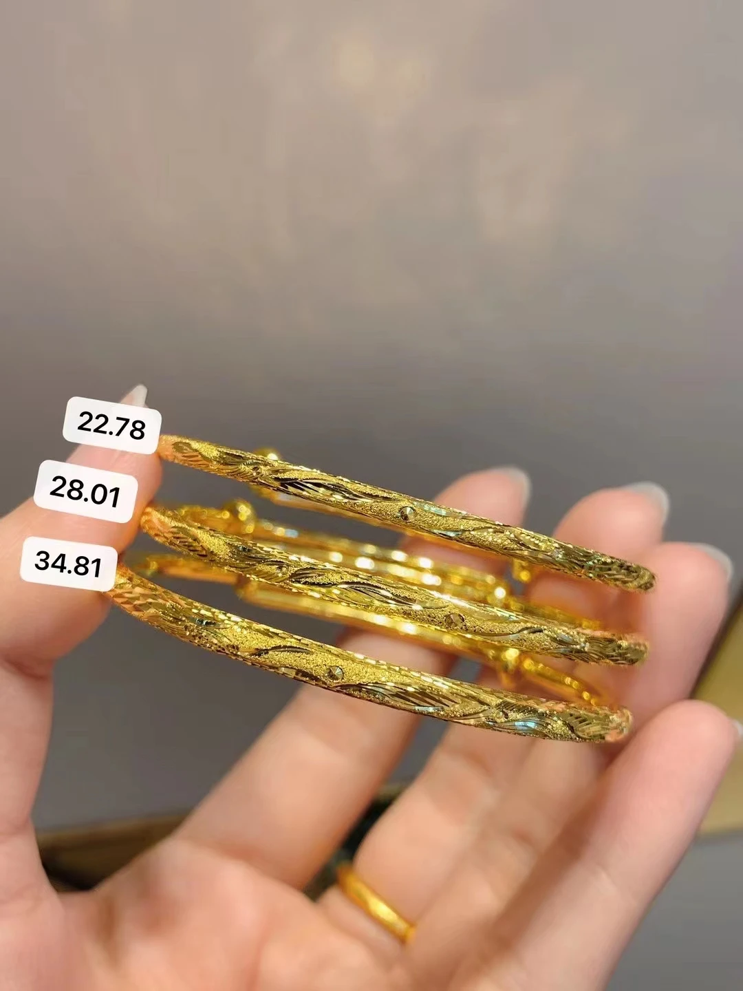 Personality Vintage 24k Pure Solid Gold Jewelry 24k Real Gold Bangles