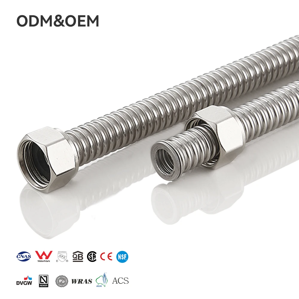 Corrugated Plated 304 Stainless Steel Water Heater Hose Flexible Corrosion & Chemical Resistant for Bathroom Toilet